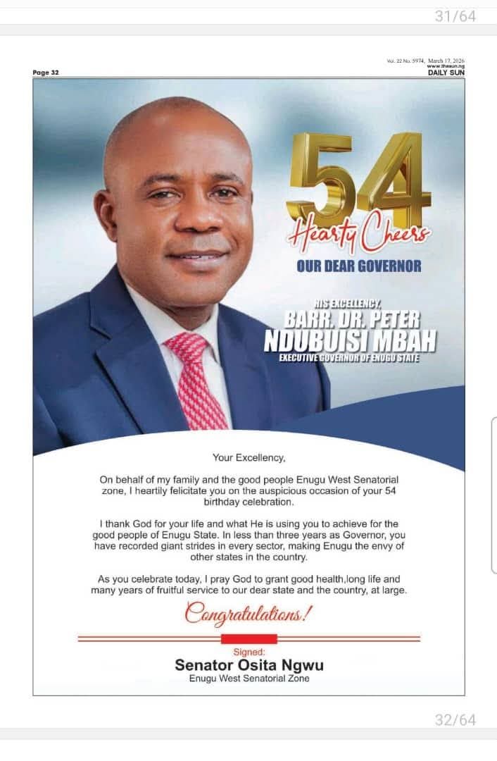 Senator Ngwu Hails Governor Mbah At 54, Reaffirms Alignment With Mbah’s Renewed Leadership Styles