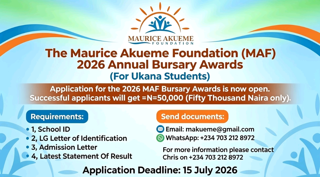 The Maurice Akueme Foundation Annual Bursary Awards 2026 – How To Apply