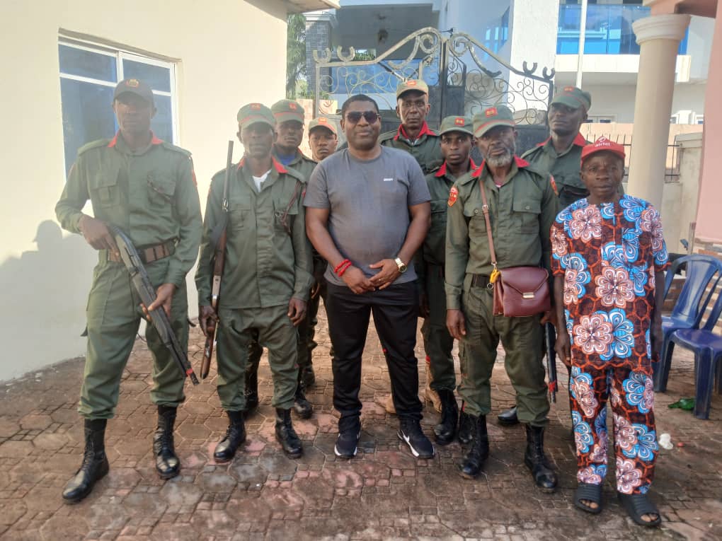 Chief Maurice Emeka Akueme with Uwani Security men
